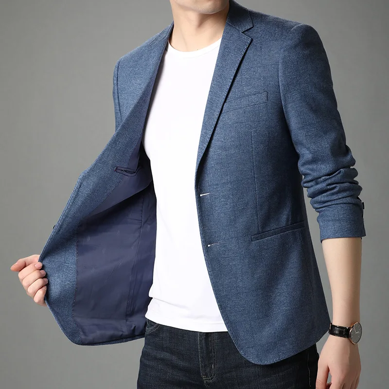 Blazer Oversize Coats Jackets Men Suit Slim-Fit Wedding Blue Costume Casual Fashion Gray