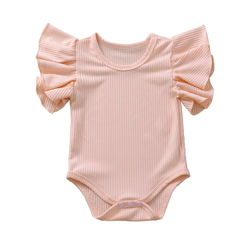 Summer Newborn Infant Baby Girls Romper Ruffles Sleeve Baby Rompers Fashion Baby Clothing cheap baby bodysuits	