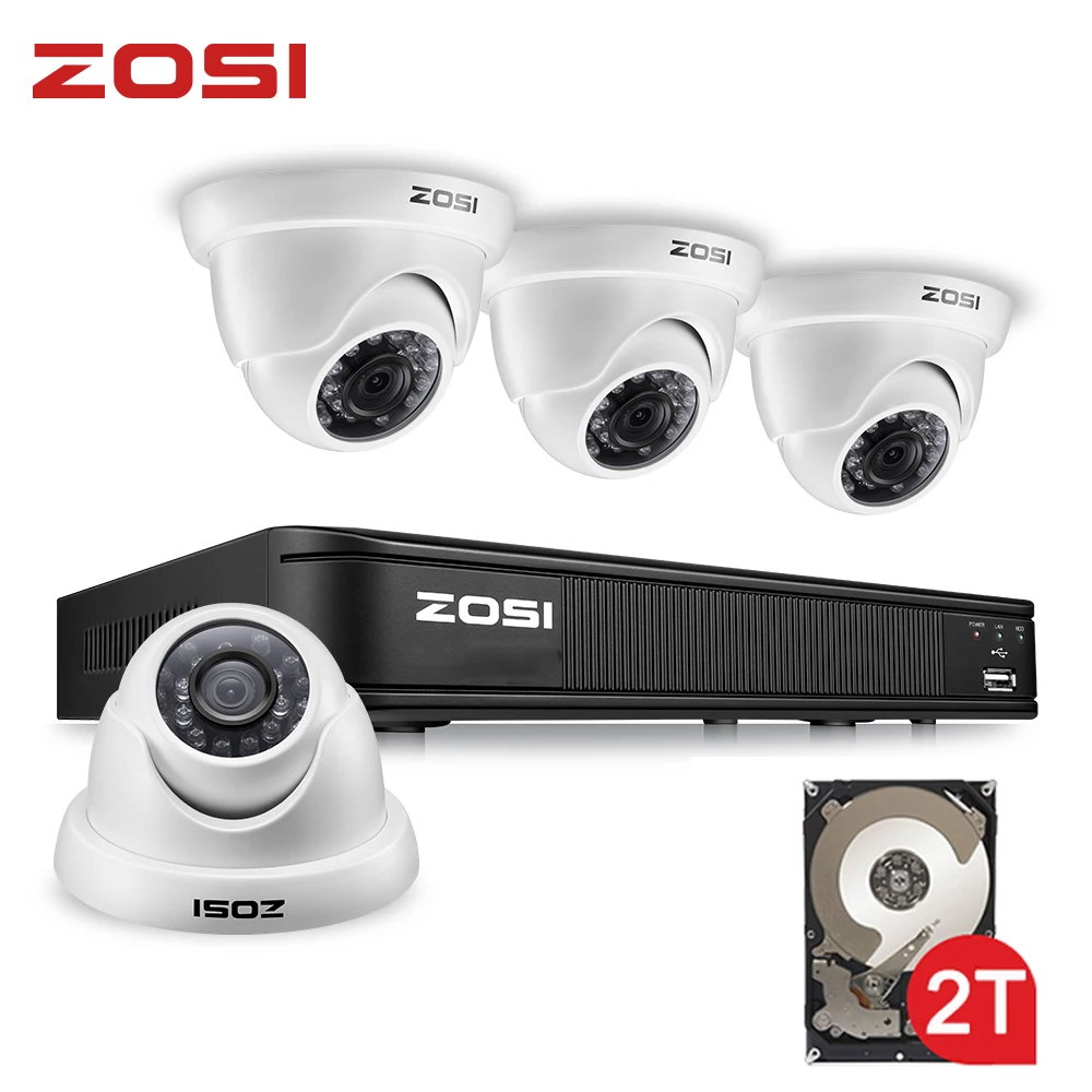 ZOSI 8 каналов HD 1080P CCTV безопасности Видео камера система HD-TVI DVR комплект рекордер с водонепроницаемым ИК фильтром 2MP купольная камера