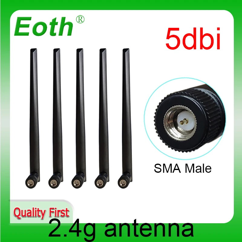 EOTH 2.4g antenna 5dbi sma male wlan wifi 2.4ghz antene pbx iot module router tp link signal receiver antena high gain