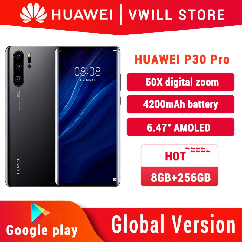 Оригинальный Huawei P30 Pro мобильный телефон 6 47 ''Kirin 980 Восьмиядерный Android 9 1 сканер