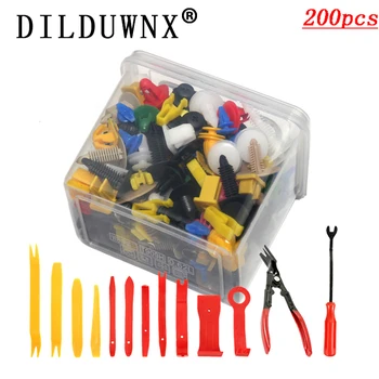 

DILDUWNX 200PCS Universal Car Mixed Fastener Clips Door Trim Panel Auto Bumper Rivet Retainer Push Engine Cover Fender