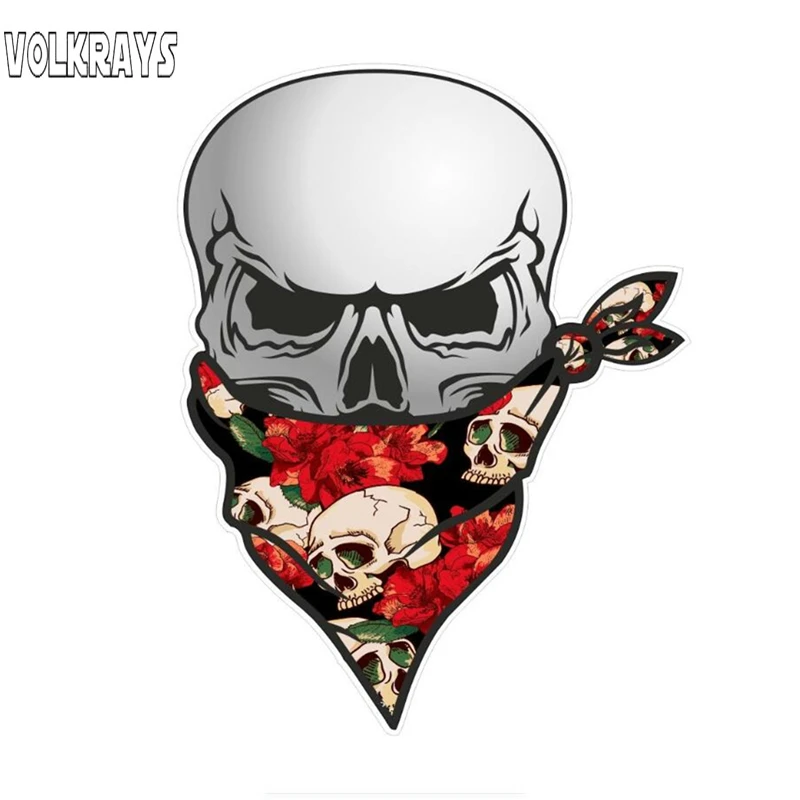 Volkrays 3d Gothic Biker Bajak Laut Tengkorak Dengan Wajah Bandana Gaya Tato Tengkorak Dan Mawar Motif Vinyl Tahan Air Stiker 15 Cm 10 Cm Mobil Stiker Aliexpress