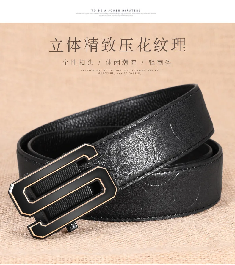 Genuine Leather Automatic Buckle Cowhide Belt Male Young And Middle-aged Leisure luxury designer cowboy g belts high quality