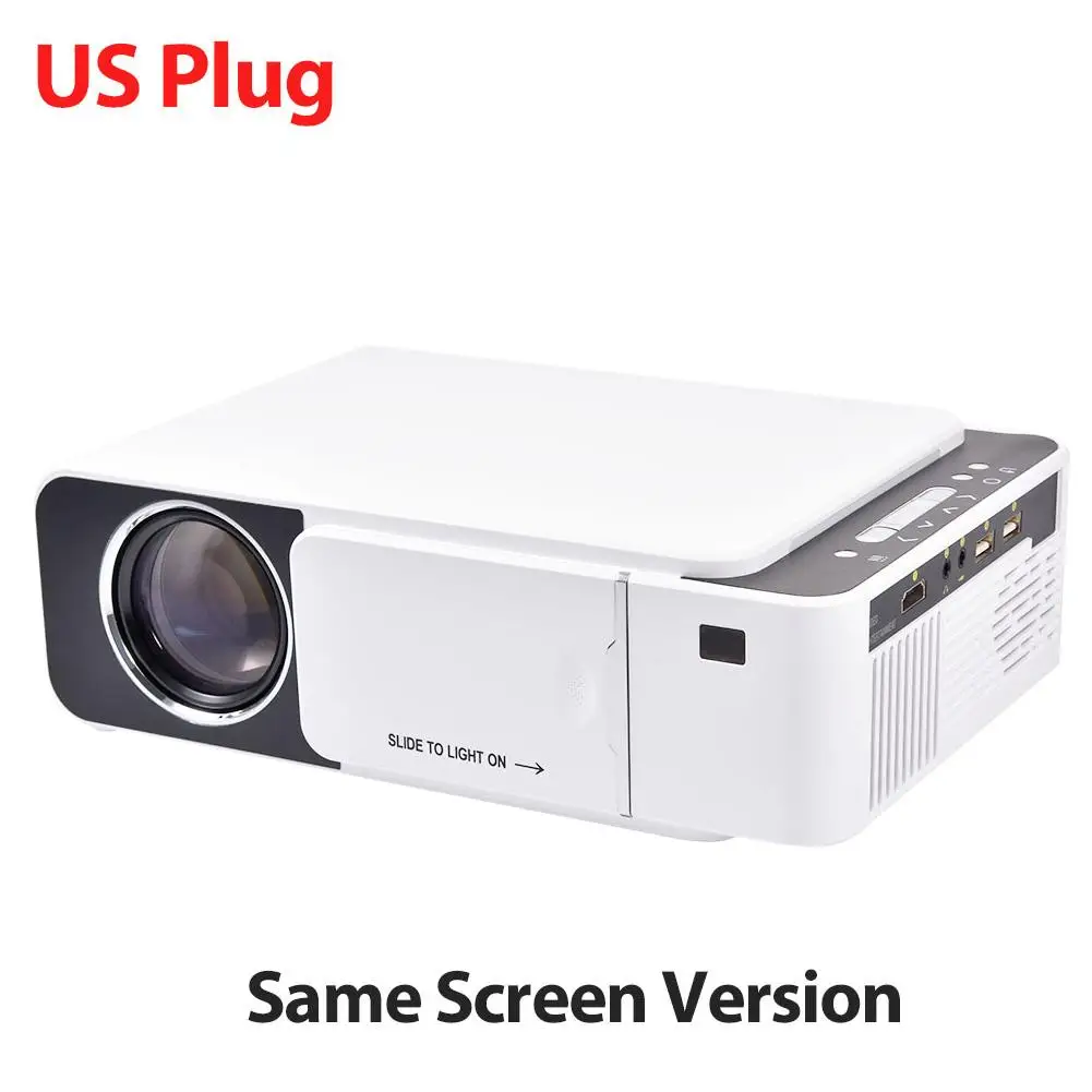 T5 мини портативный ЖК-видеопроектор 2600 люмен 4K 3D 1080P HD домашний мультимедийный кинопроектор ИК USB AV VGA HDMI порт - Цвет: Same Screen US