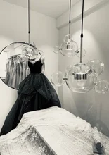 Lamp.led-Light Iron-Glass Bubbles Golden-Chandelier Postmodern Dinning-Room for Foyer