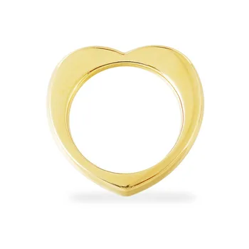 

SLJELY Real 925 Sterling Silver Yellow Gold Color Sweet Love Heart Shaped Geometric Ring No Zircon for Women Fashion Fun Jewelry
