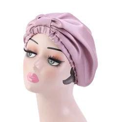 New Satin Silky Women Bonnet Sleeping Cap Knotted Hair Loss Cap Night Sleep Hat Head Cover Chemo India Hat Satin Turbante Mujer