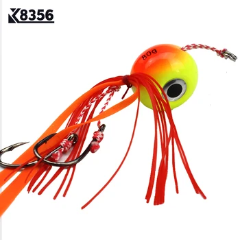 

K8356 1Pcs 80g Lead Head Fishing Lure Hook jigging Fishing Accessories Orange Artificial Bait Jigs Bait Fish Lure FishingTackle