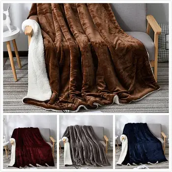 

Thicken Bed Blanket Solid Color Faux Fur Reversible Plush Blanket Hotel Super Soft Winter Throw Blanket Wedding Christmas Gift