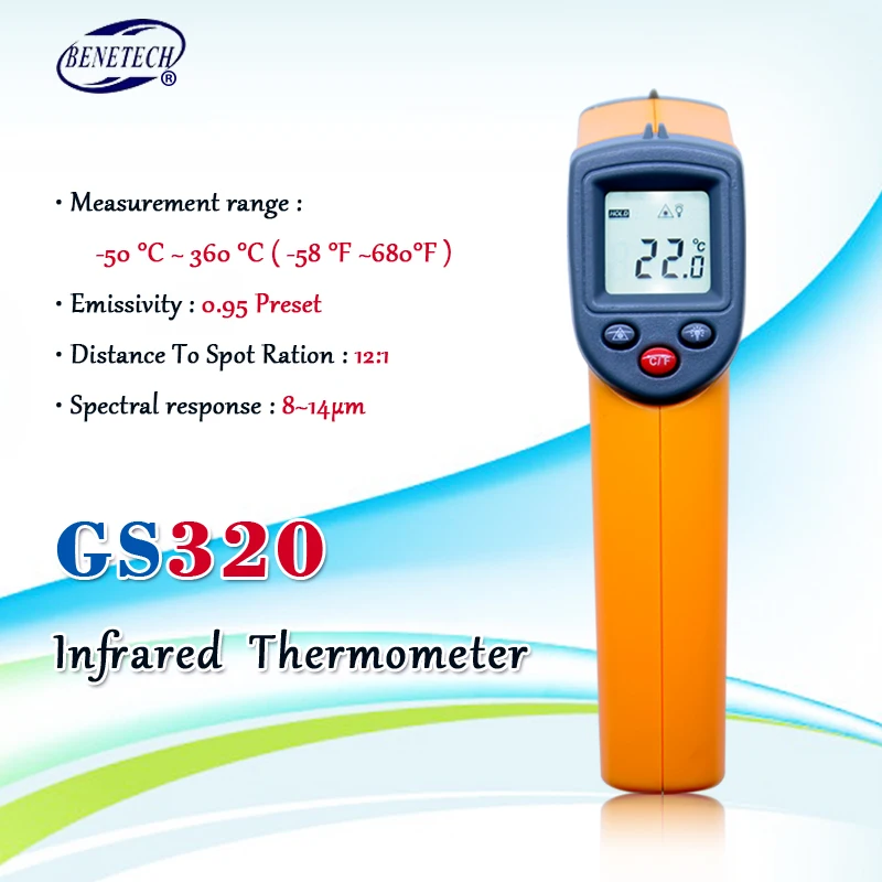 Инфракрасный термометр GS320 цифровой лазерный ЖК дисплей Бесконтактный ИК