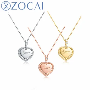 شراءZOCAI رومانسية القلب الماس المرأة قلادة الحقيقي شهادات 0.005CT الماس 18K الذهب (AU750) قلادة هدية عيد ميلاد C00140
