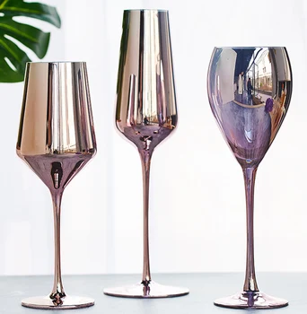 

2 Pcs/lot 380-430ml rose gold plating red wine glass cups GLA-57