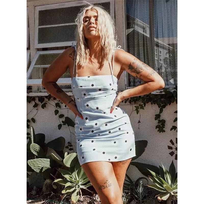 Women Spring Sweet Blue Floral Print Mini Dress 2020 Fashion Spaghetti Strap Short Dresses For Young Lady Straight | Женская одежда