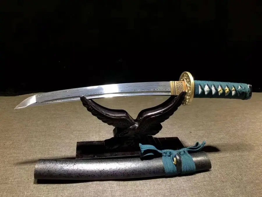 Handmade straight Japanese Samurai Katana Sword Sabre Carbon steel Blade Aromatic Scabbard Full Tnag