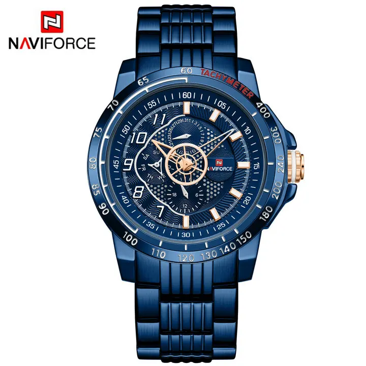 BLUE NAVIFORCE военные синие мужские кварцевые часы люксовый бренд хронограф часы ремешок из нержавеющей стали водонепроницаемые армейские спортивные наручные часы - Цвет: BLUE