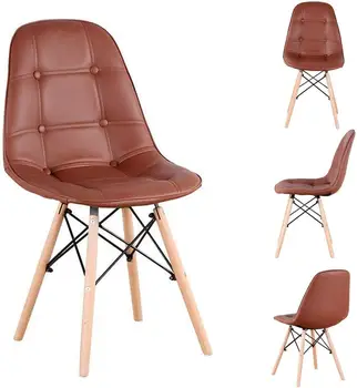 

A set of 8 PU leather dining chairs, sturdy metal frames and beech hardware, kitchen dinning room(white/black/gray/brown)