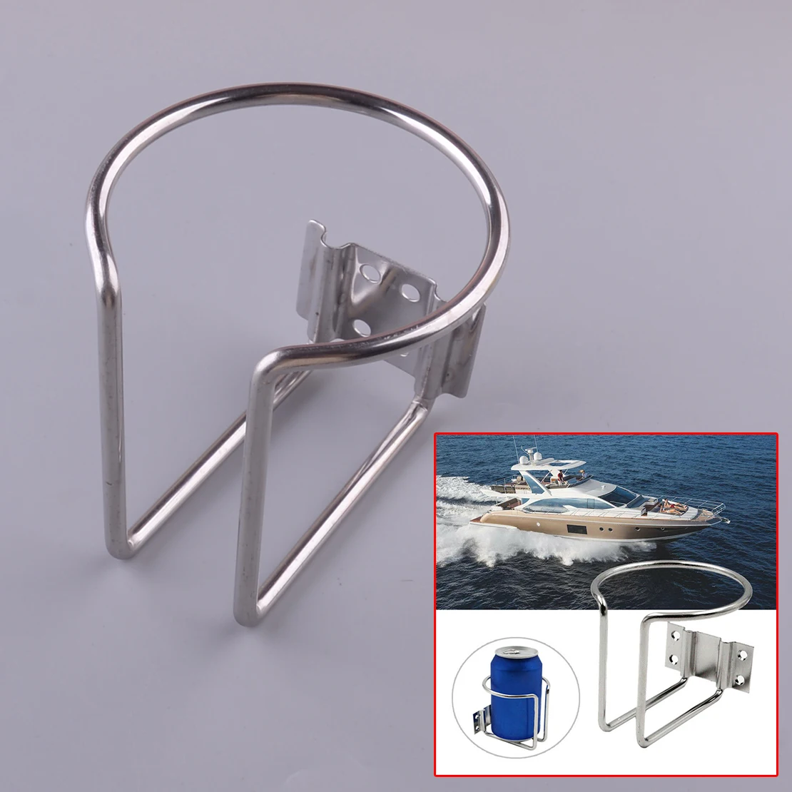 Silver StainlessSteel Car Boat Ring Cups Drink Holder For Marine Yacht Truck RV. 