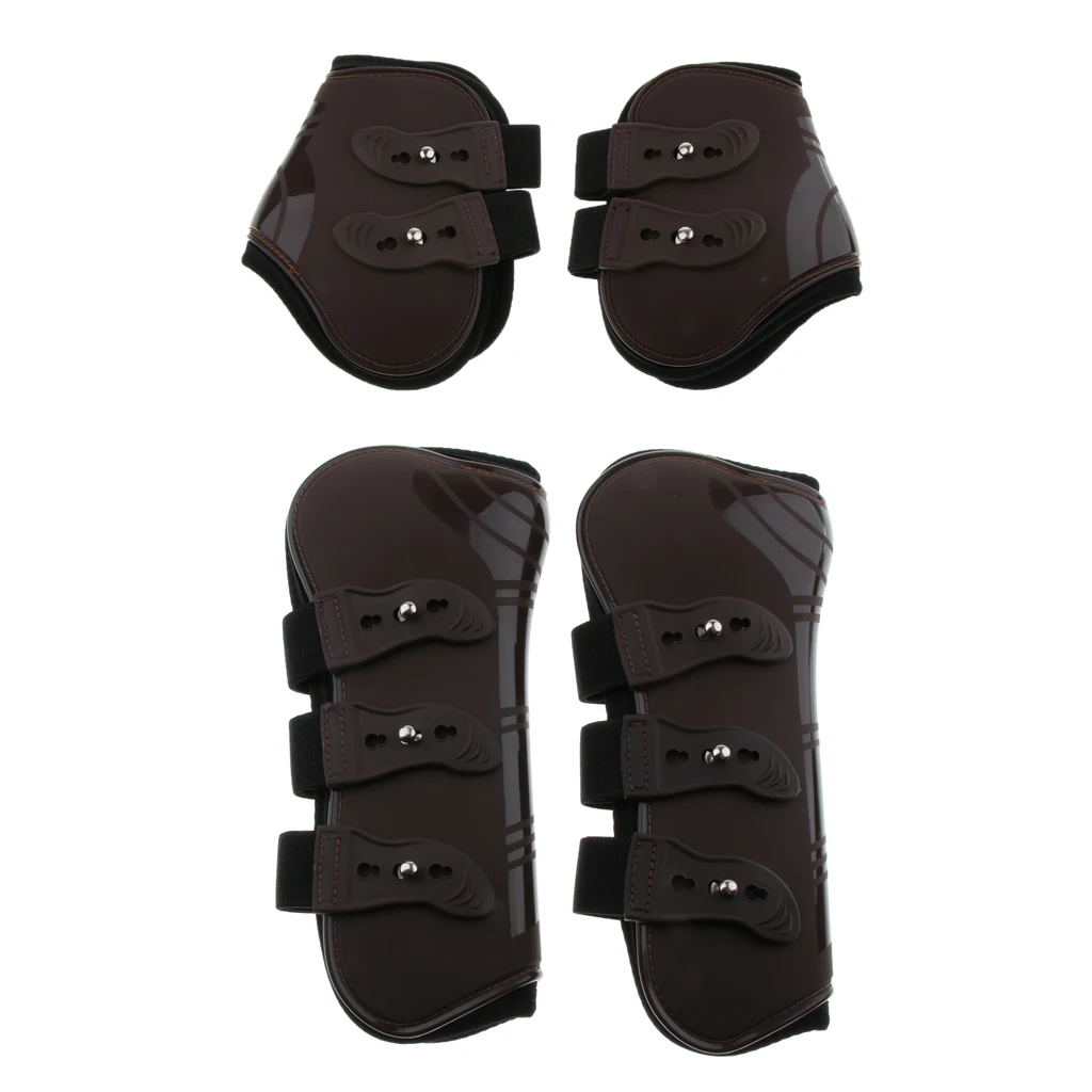 Set of 4 Horse Pony Tendon and Fetlock Boots, Equine Front Rear Legs Jumping Protective Boot - Lightweight and Breathable