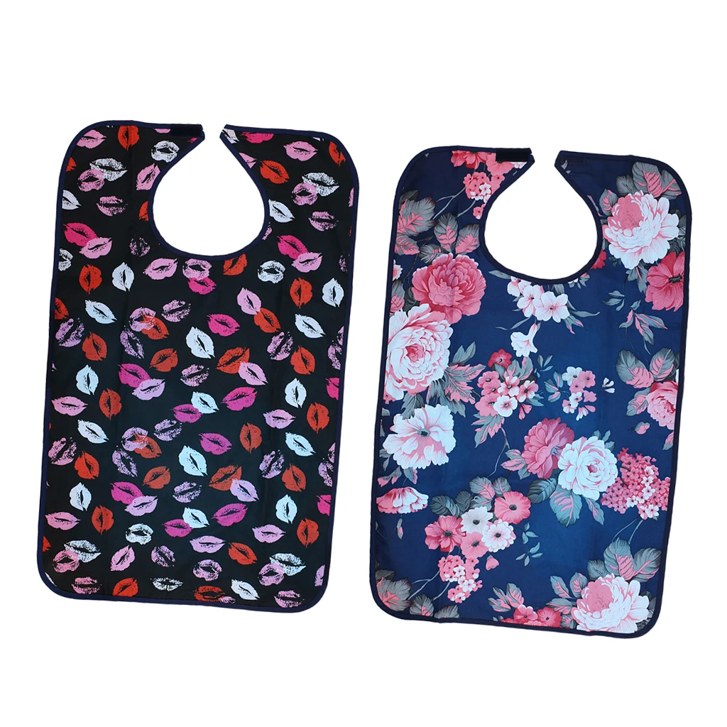2pcs Adults Eating Bibs Terry Cloth Absorbent Waterproof Reusable Dinning Clothing Protector for Women Men