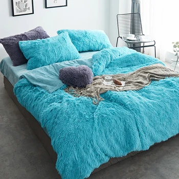 

Home Textile Fleece Fabric Winter Thick Pure Color Bedding Set Mink Velvet Duvet Cover Bed sheet Bed Linen Pillowcases 4ps
