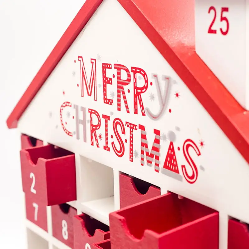 Деревянный Рождественский Адвент обратного отсчета календарь коробка 24 ящика конфеты подарочные коробки украшение дома 448A