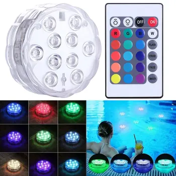 

10 LED/13 LED RGB Submersible Light Underwater LED Night Light Swimming Pool Light for Outdoor Vase Fish Tank Pond Disco Wedding