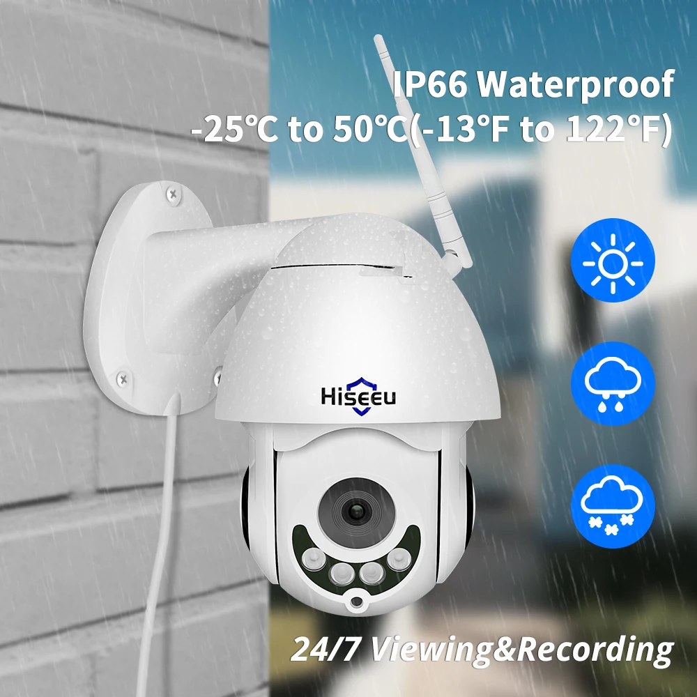 Hiseeu 1080P Wi-Fi IP Камера PTZ 5x Оптический зум Скорость купол Камера открытый Водонепроницаемый 2mp CCTV наблюдения 2 двухстороннее аудио Onvif