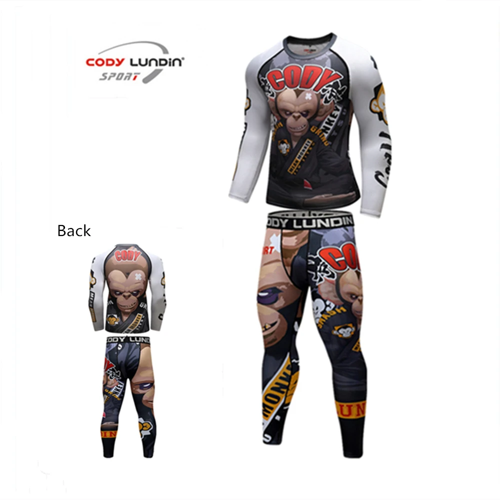 Codylundin мужские футболки и брюки для ММА Rashguard боксерские комплекты с 3D принтом