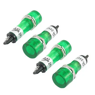 

4 Pcs Plastic Case Green Lamp Signal Indicator Pilot Lights DC 24V