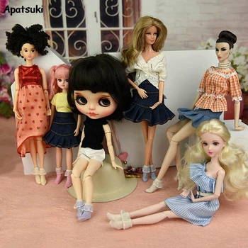 

1pair Solid Color Short Socks For Blythe Doll Lace Sock for Blyth Licca Dollhouse Cotton Socks For Barbie 1/6 Dolls Accessories