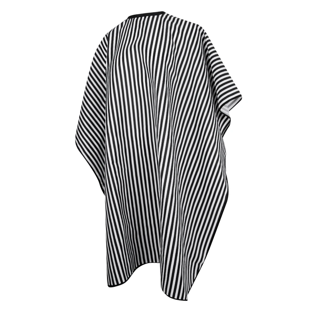 Professional Adults Salon Cape Haircut Apron Button Hairdressing Gown Apron - Black and White Stripes - Large Size