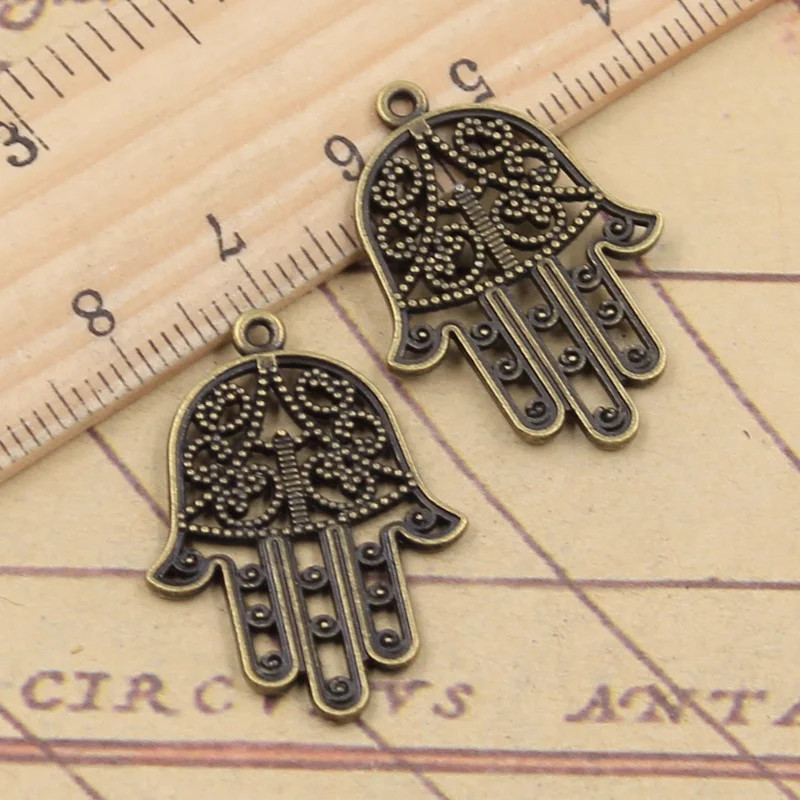 15 шт. подвески Fatima Hand Hamsa защита ладони 30x22 мм тибетские бронзовые серебряные