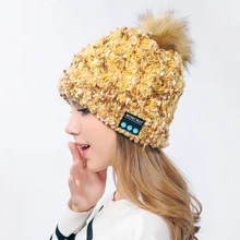 Woman Bluetooth 4.2 Beanie Hat Pom Pom Winter Knit Music Hat Cap Wireless Headphones Bluetooth Hat Birthday Christmas Gifts