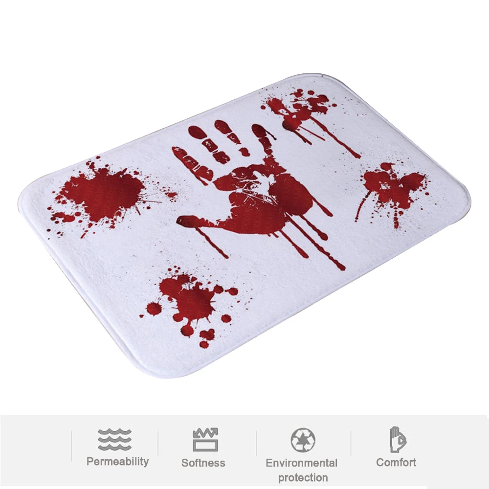 

40cm X 60cm Terrible Halloween Blood Bath Mat Carpet Cushion Horrible Floor Pattern Blood Footprint Bathroom Non-Slip Mats Rug
