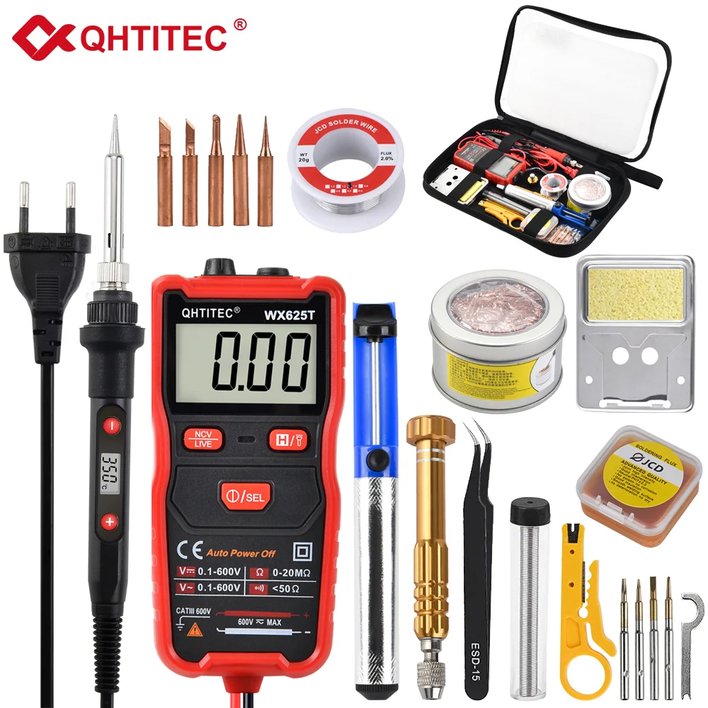 JCD Electric Soldering Iron Kit With Digital Multimeter 60W 220V Adjustable Temperature Soldering Station Welding Repair Tools