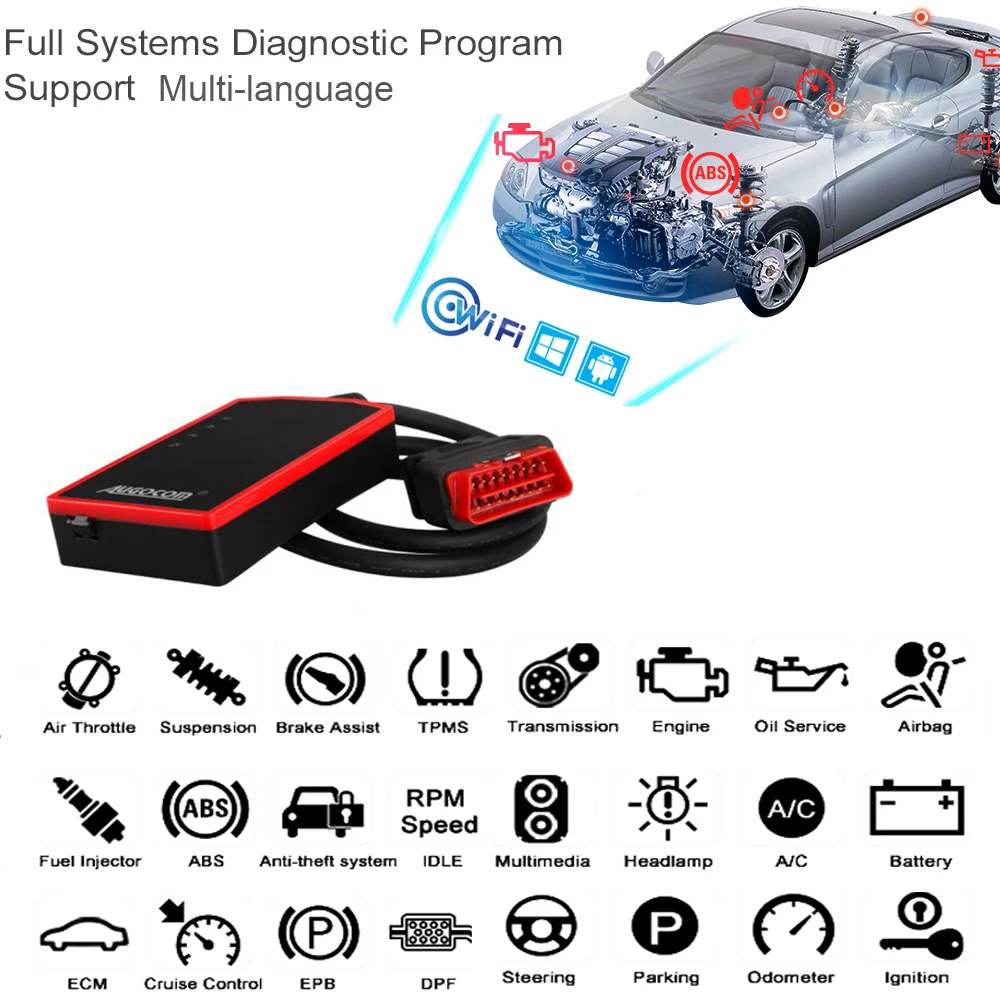 UCANDAS VDM OBD2 считыватель кодов полная система беспроводные диагностические инструменты для поддержки автомобиля Wins Andriod V5.2 Пожизненное бесплатное обновление онлайн