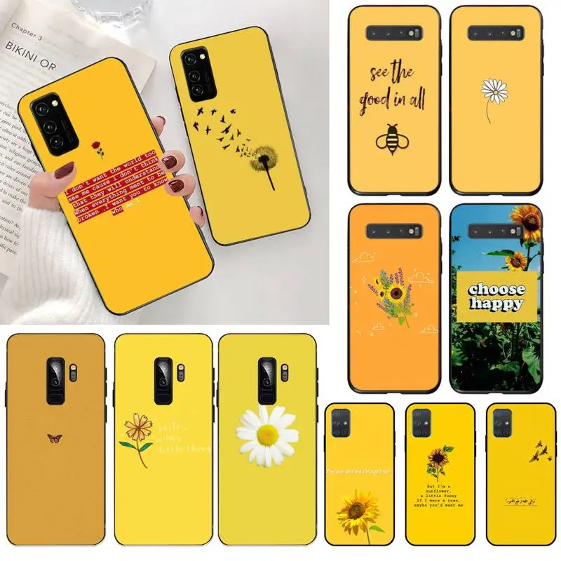 YJZFDYRM Yellow style sunflower butterfly bee Soft Phone Cover for Samsung S20 plus Ultra S6 S7 edge S8 S9 S10 5G lite 2020 | Мобильные