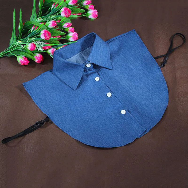 Женский нагрудный Поддельный Воротник съемный Половина Рубашка ложный воротник - Цвет: Dark Blue
