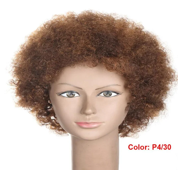 Lekker человеческие волосы парики бразильские Remy человеческие волосы афро кудрявые волосы стиль парики машинного изготовления короткие парики для женщин - Цвет волос: P4/30