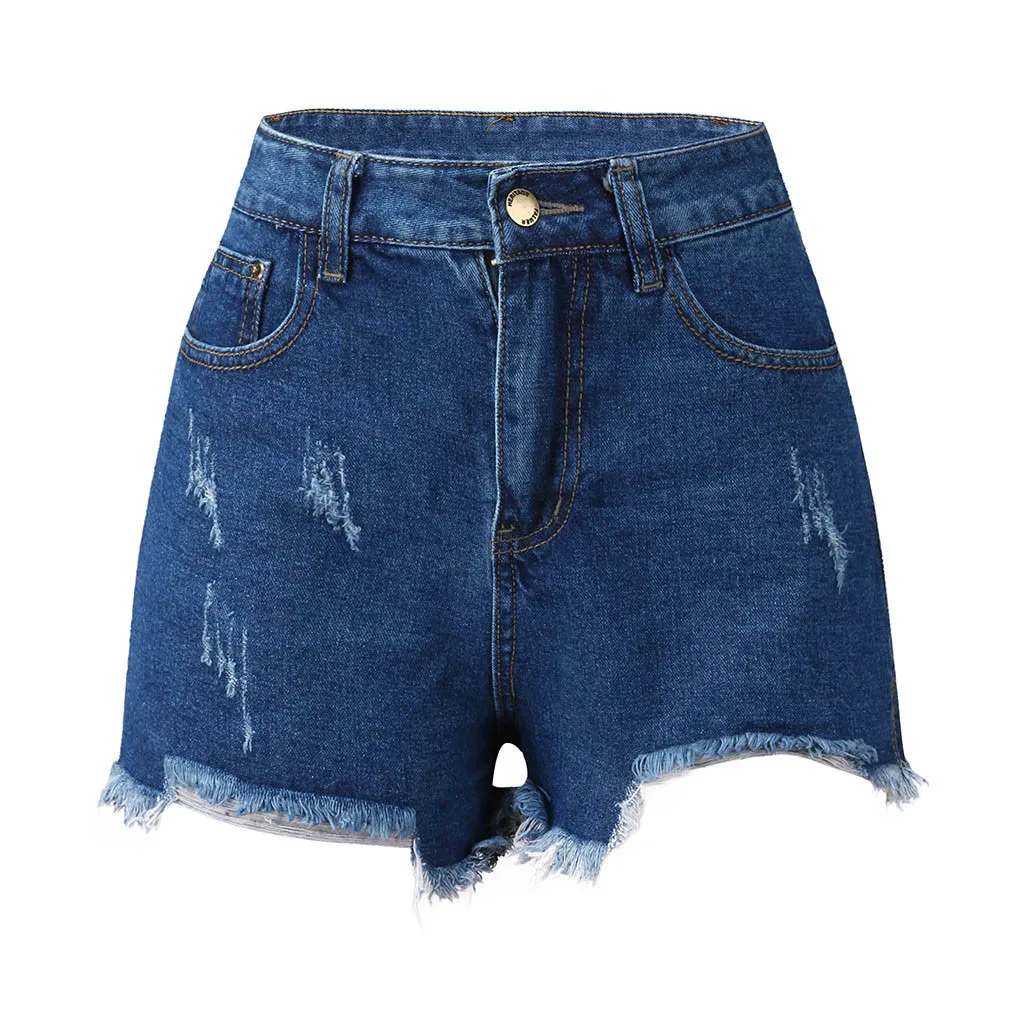 New Women Summer Short Jeans Denim Female Pockets Wash Hole Denim Shorts Cool& Fashion Jeans Mid Waist Women Jean Femme D1