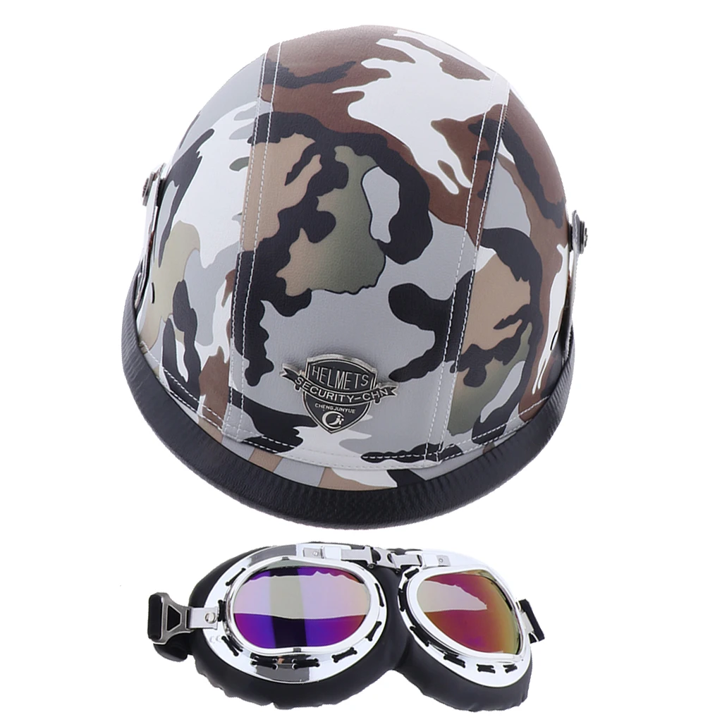 Casco aleman locomotora casco Retro casco de motocicleta al aire libre montar medio casco con gafas для мотоцикла Chopper