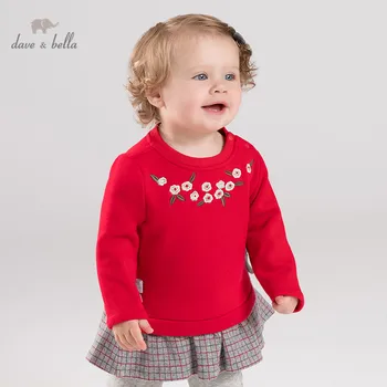 

DBZ11942 dave bella autumn baby girls fashion floral plaid clothing sets kids cute long sleeve sets children 2 pcs suit