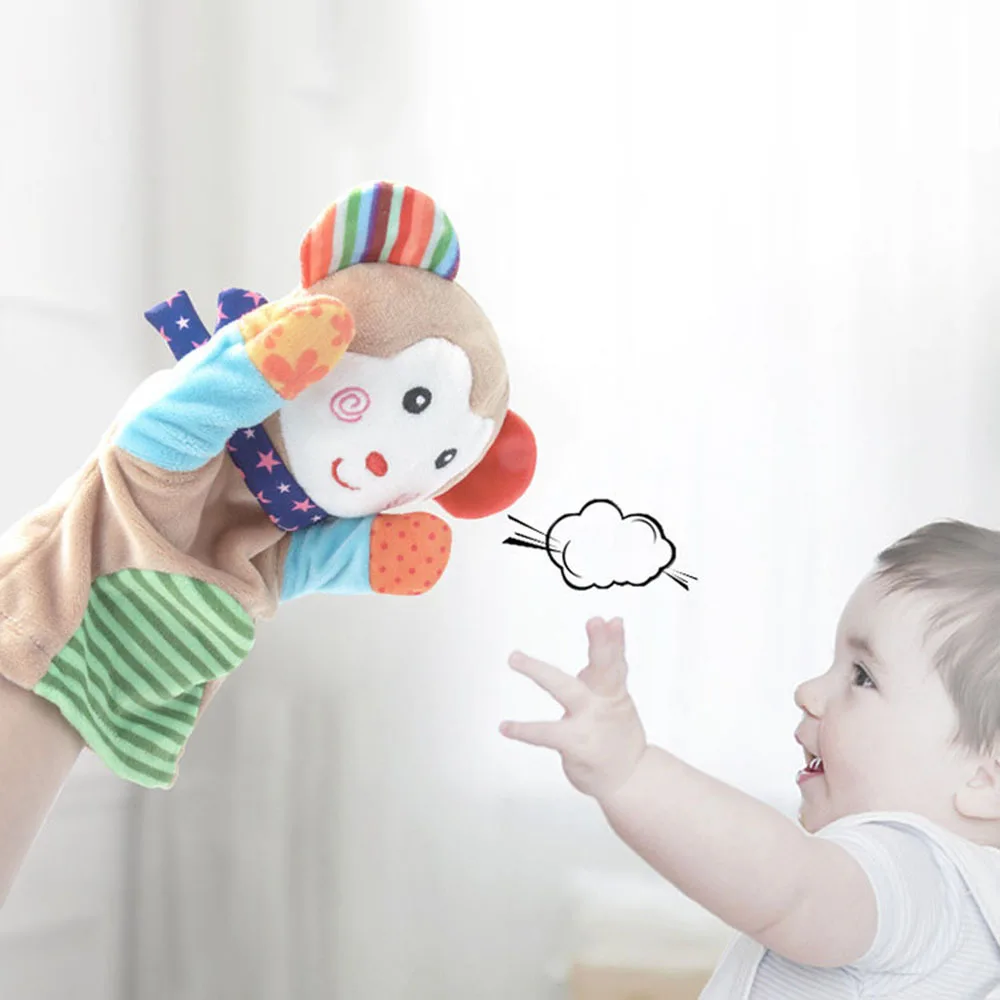 

Animal Plush Hand Puppet Rattle Toy Kids Cute Soft Toy Story Dolls Gift Children Playing Rustling Sound Educational Fluff Toys