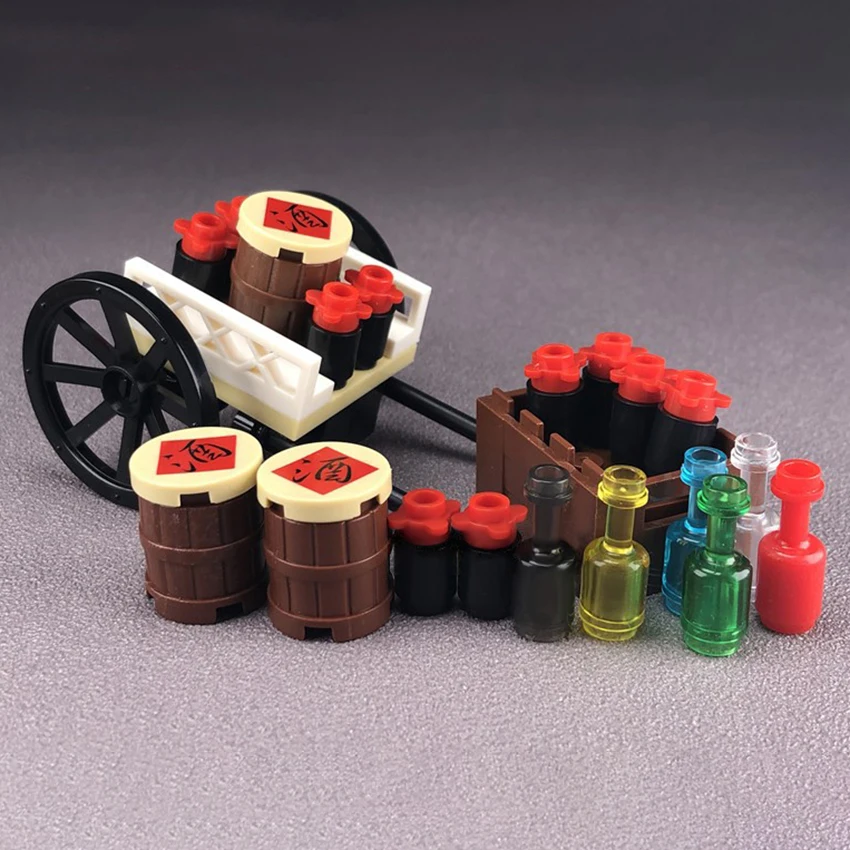 Legoings City Bar KTV Scene Building Block Wine Bottle Wine Glass Clay Pot Cart Long Table MOC Accessories Brick Kids DIY Toys (4)