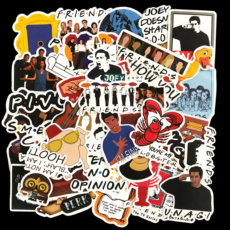 

50pcs Friends tv show funny Creative badges DIY stickers Cartoon PC wall notebook phone Waterproof sticker