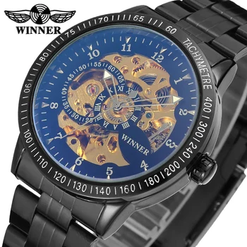 

T-winner High Qulity Top 10 Wrist Watch Branded Custom Jam Tangan Automatic Skeleton Steel Black OEM Mens Watches