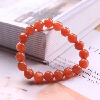 

Fine natural sunstone bracelet, orange moonstone ladies lucky bracelet, women's yoga energy jewelry gift