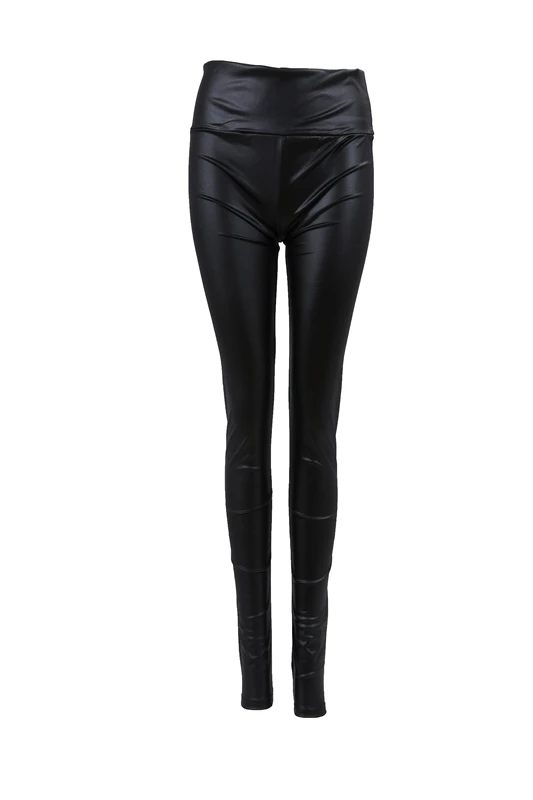 

Sexy Ladies High Waist Wet Look Faux Leather Leggings Pants Tights - Matt black M