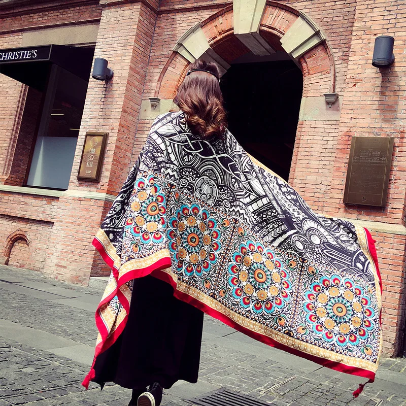 

Simanfei Travel Beach Towels Geometry Totem Ethnic Female Women Wearable Blanket Shawl Sun Shade Scarf Cotton Tapestry Yoga Mat